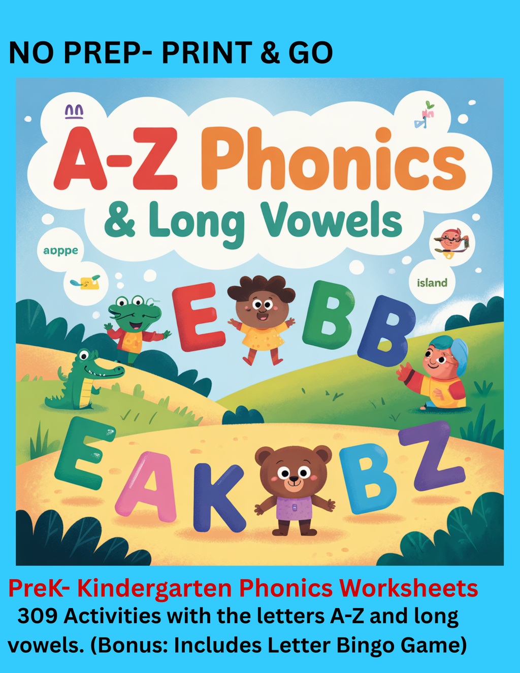 A-Z Phonics & Long Vowels Pre-K -Kindergarten