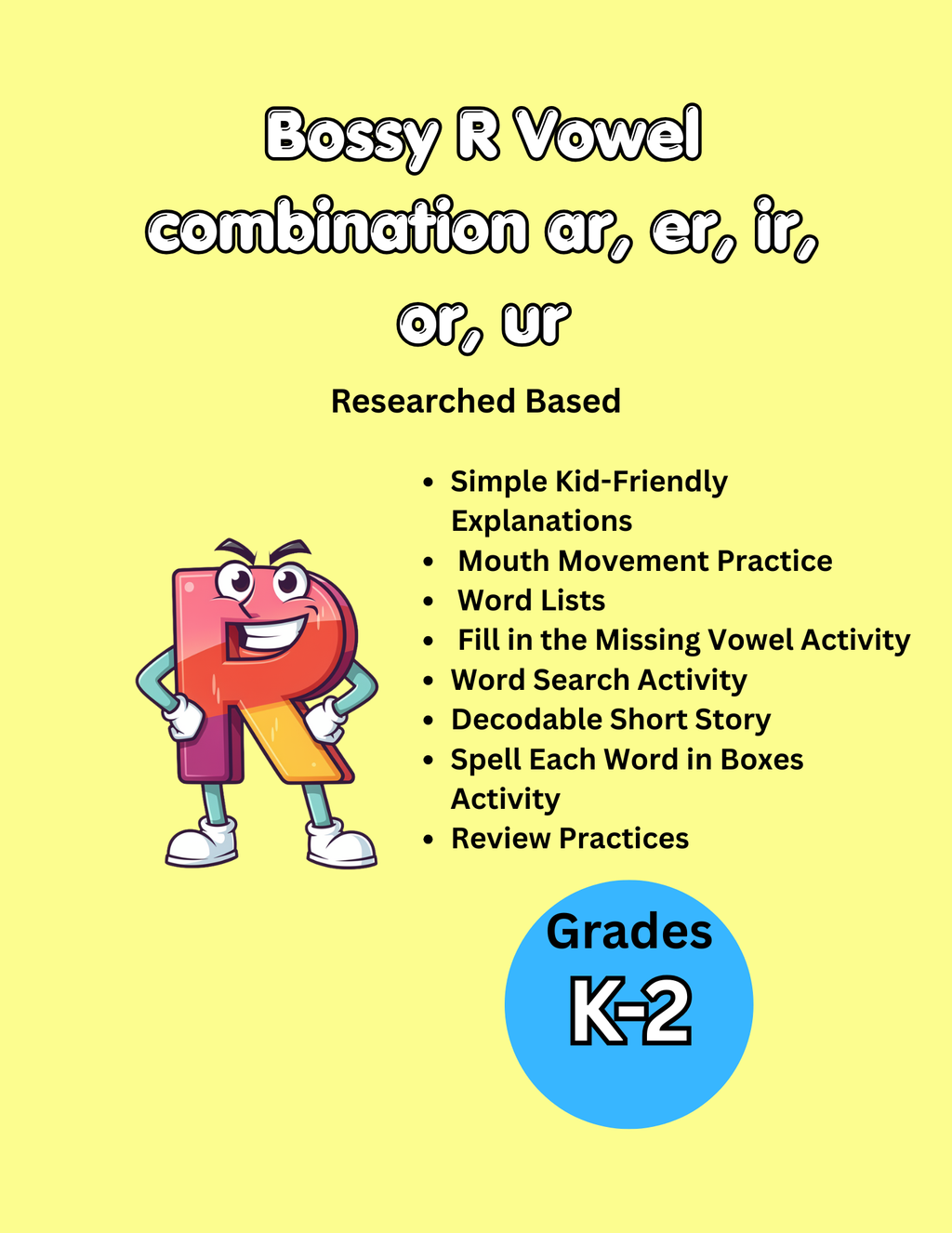 Bossy R Controlled Vowels Bundle AR, ER, IR, OR, UR Phonics Activities
