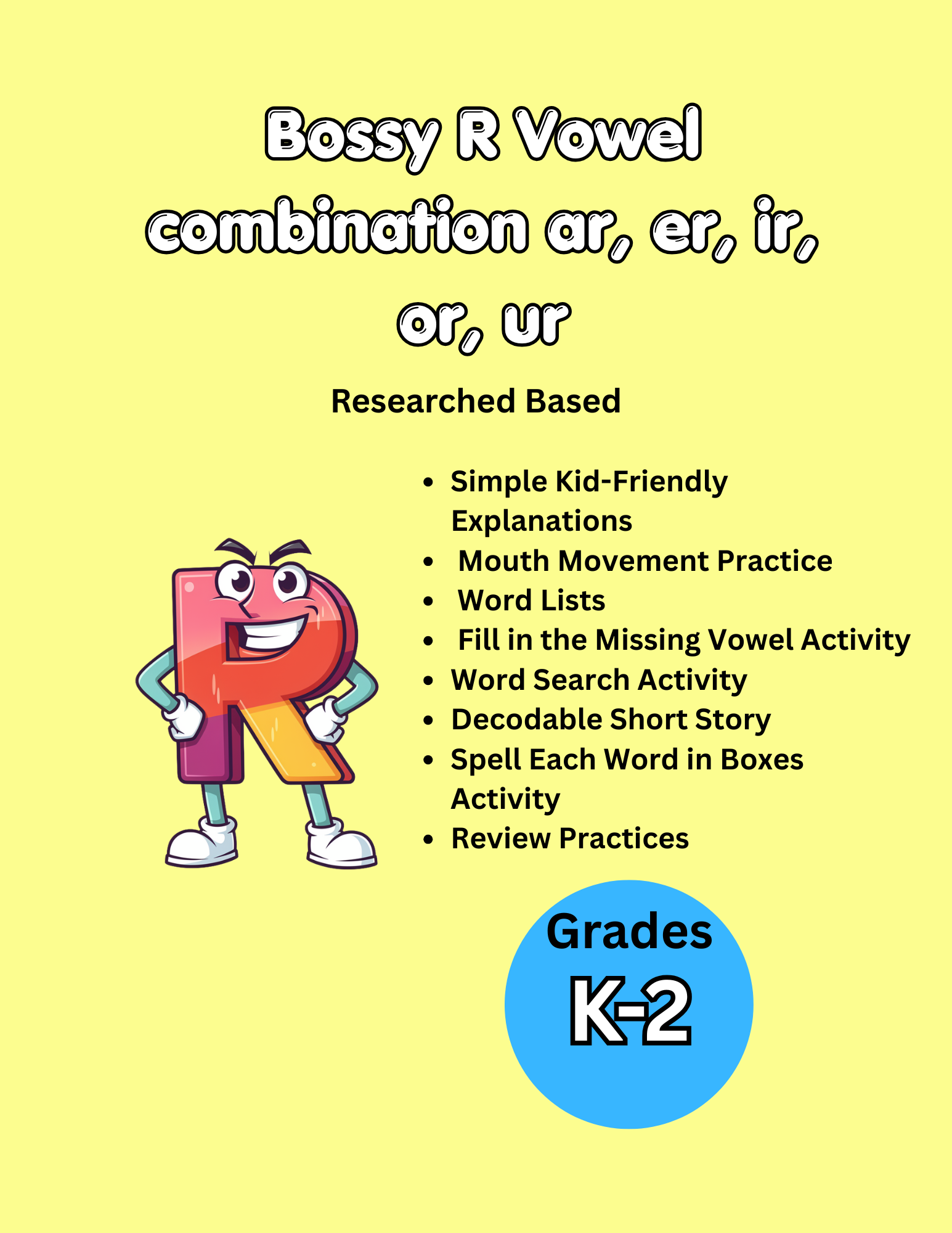 Bossy R Controlled Vowels Bundle AR, ER, IR, OR, UR Phonics Activities