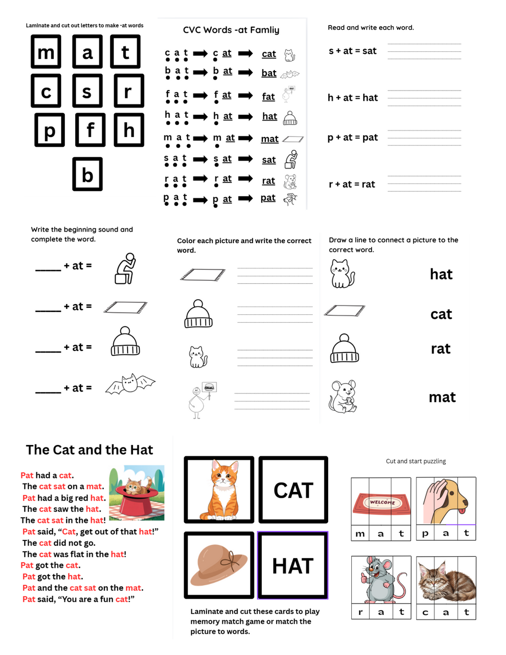 CVC Word Family Bundle Short Vowels A E I O U