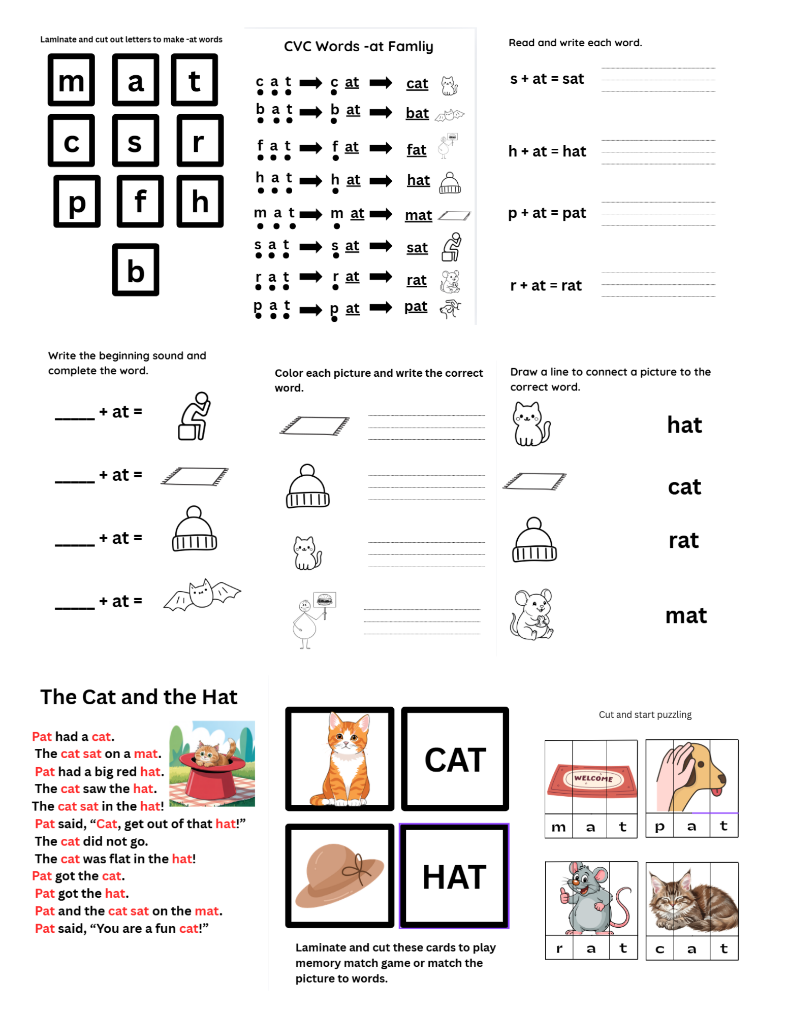 CVC Word Family Bundle Short Vowels A E I O U