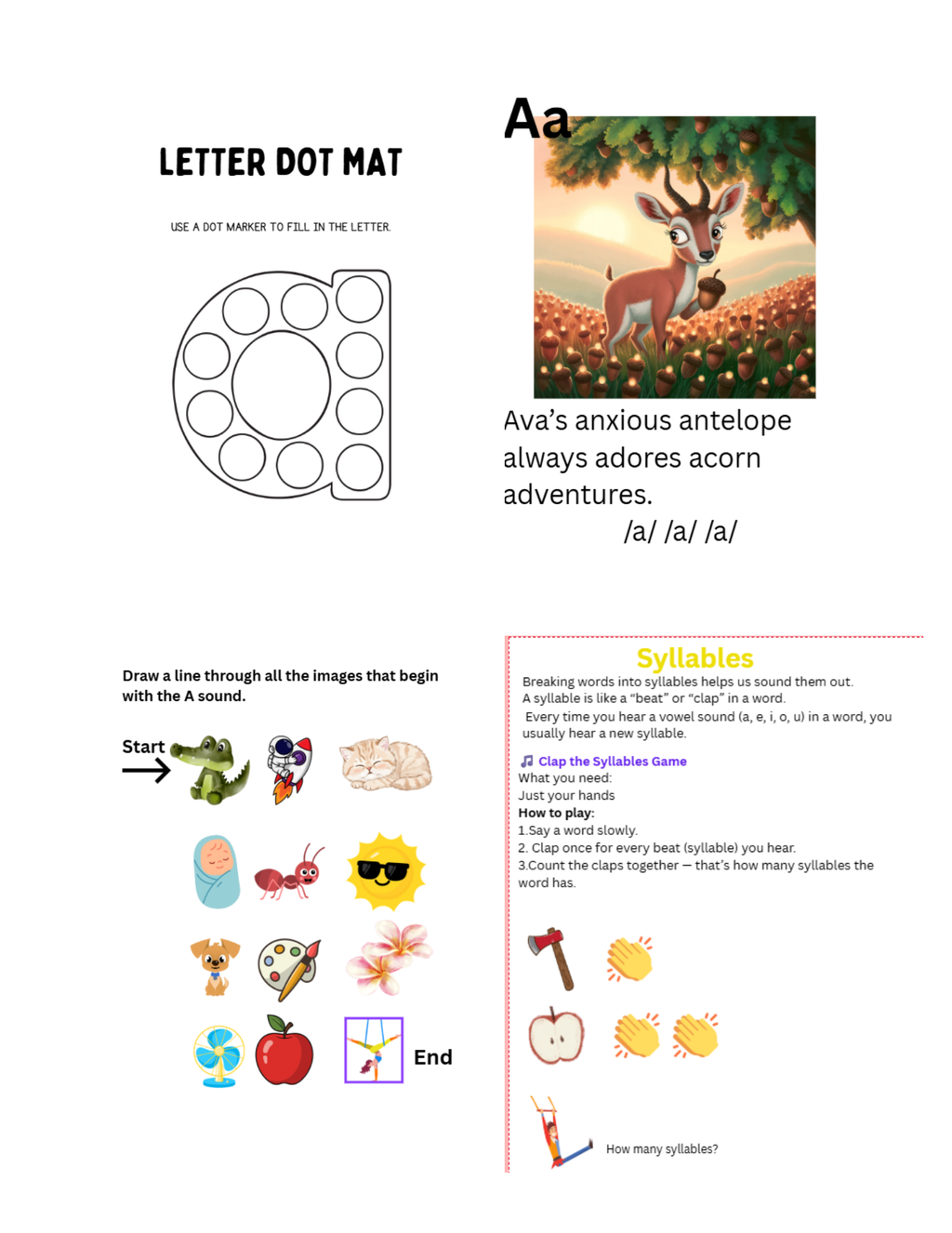 Letter A Phonics Activities