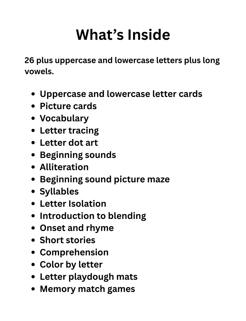 A-Z Phonics & Long Vowels Pre-K -Kindergarten